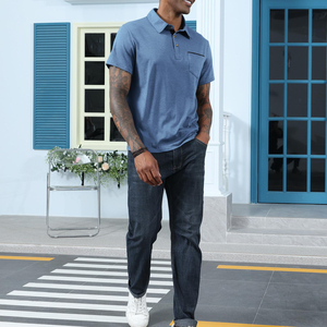 Quick Drying Mens Polo Shirts Breathable Cotton <b>Blend</b> Fabric Polo For Men Active Lifestyle Sportswear High Performance Gear - Product Image 6