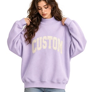 <b>Women</b> Oversized Mock Neck <b>Fleece</b> Sweatshirt Pullover Relaxed Heavyweight Soft Breathable Eco-Friendly Casual <b>Top</b> - Product Image 1
