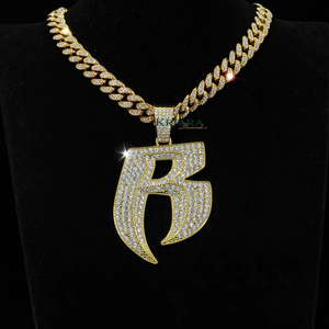 Colgante de Hip Hop con Letra B de Plata 925 y Chapado en Oro de 18K con Moissanita, Joyería Unisex para Uso Diario - Product Image 1