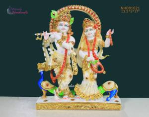 Estatua de Lord Radha Krishna, Figura Religiosa Pintada en Resina, Hecha a Mano por Nirmala Handicrafts, Diseño Tradicional de Rajasthan - Product Image 1