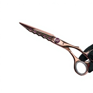 Tijeras Profesionales para Cabello en Oro Rosa con Detalles de Gemas Púrpuras, Tijeras de Acero Inoxidable para Estilizar - Product Image 6