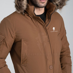 Chaqueta parka de invierno para hombre con capucha, ribete de piel, forro térmico, múltiples bolsillos y diseño resistente al viento para clima frío. - Product Image 5