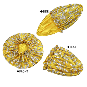 Gorro de satén sedoso de doble capa grande para mujer, con estampado de belleza, para dormir, gorro para el cabello rizado y con volumen, venta al por mayor - Product Image 3