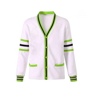Cardigan grec écologique de haute qualité, vintage, col en V, manches à revers, tricoté sur mesure, uni, décontracté, boutonné, en coton, séchage rapide - Product Image 1