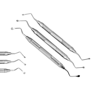 LucaGerman Ensemble de 3 curettes à os dentées en acier inoxydable, outils manuels de débridement chirurgical dentaire, Classe - Product Image 2