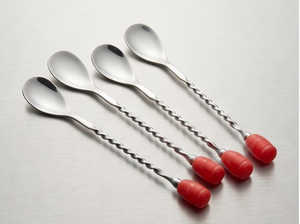 Stainless Steel Cocktail Spoons With Red Handles <b>Bar</b> <b>Tools</b> For Mixing Stirring Modern Design Reusable For Cocktail Mixing - Product Image 5