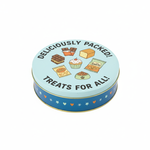 Caja Metálica Redonda Personalizada de Grado Alimenticio para Chocolate, Azúcar, Pasteles, Bocadillos y Comida para Mascotas - Product Image 1