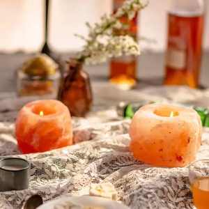 Maxery Home Decor Himalayan Sea Salt <b>Pink</b> Salt Crystal Scented Candle Holder Rock Lamp Natural <b>Healing</b> Gift Wedding, Party - Product Image 6