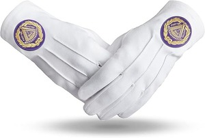 Gant de franc-maçon Grand Maître bleu - Pur coton avec patch violet, matériau de haute qualité importé - Product Image 4