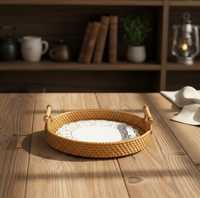 Plateau en rotin de qualité supérieure, décor floral, meilleur vendeur Alibaba, vente en gros, plateau d'organisation pour la maison et la cuisine, fabriqué en Inde