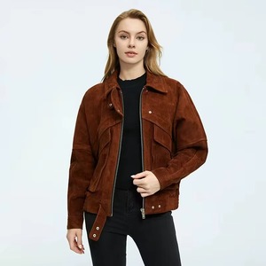 <b>Women</b> <b>Suede</b> Leather Look <b>Jacket</b> Soft Faux <b>Suede</b> Coat Casual Fashion Outerwear OEM ODM Supplier - Product Image 2