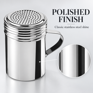 Distributeur d'assaisonnements en acier inoxydable de 10 oz avec poignée, mélangeur d'épices argenté pour la cuisine - Product Image 2