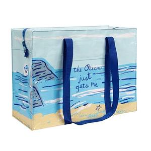 Custom Large Woven Advertising Tote Bag Laminated PP <b>Plastic</b> Cartoon Pattern Logo Shopping Bags for Outdoor Activities - Product Image 1