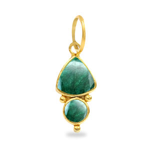 Pendentif en forme de trion de style émeraude serti de pierres – Fournitures pour la fabrication de bijoux en argent fin - Product Image 1