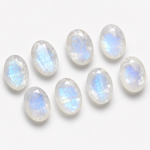 Pierre de lune arc-en-ciel naturelle blanche en vrac, ovale facettée, pierres précieuses en vrac, pierres de cristal pour la fabrication de bijoux, fournisseur en gros, Mascot Love - Product Image 1