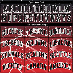 Ensemble de maillots de basket personnalisés rouge, noir et blanc à col rond avec sublimation, logo personnalisé, nom, numéro, sans manches, pour équipe de basket - Product Image 4