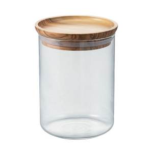 Clear Glass Canister Wooden Top Lid Bohemian Kitchen Storage <b>Jar</b> Food Organizer Container Coffee Tea Sugar <b>Cookies</b> Snacks - Product Image 6