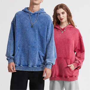 Sweat-shirt lourd personnalisé pour homme 420 g/m² en coton uni, coupe classique, style vintage délavé à l'acide, service OEM, pull à capuche uni - Product Image 4