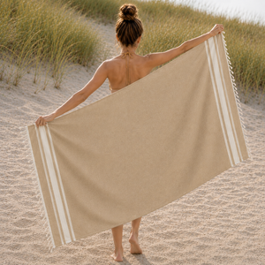 Serviette de plage Fouta de luxe, douce, super absorbante, séchage rapide, rayée, légère, en fil teint, serviette turque pour fournisseur en gros. - Product Image 5