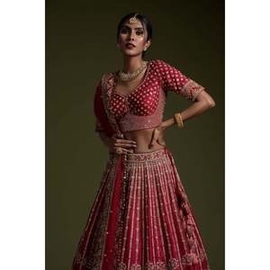 Lehenga choli ออกแบบโดยดีไซเนอร์สำหรับผู้หญิงลำดับดอริและด้ายทำงานหัตถกรรมอินเดียแบบดั้งเดิมที่สวยงาม - Product Image 2