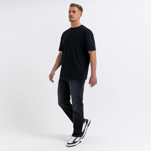 T-shirt noir en coton mélangé tricoté pour homme avec impression numérique, logo personnalisé, doux et respirant - Product Image 6
