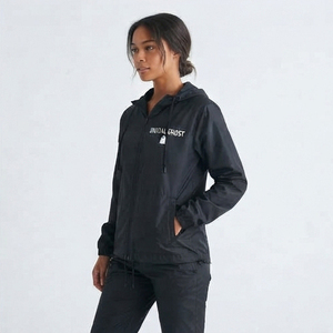 Chaqueta Cortavientos con Capucha para Mujer, Diseño Personalizado con Logotipo OEM, Estampado Invernal, Conjunto de 2 Piezas de Nylon, Impermeable, con Cordón Ajustable - Product Image 6