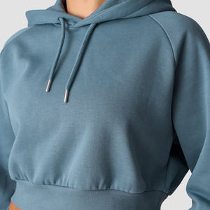 Sudadera con capucha corta de forro polar con cremallera para mujer, de manga larga, con cordón, transpirable, para hombre - Product Image 4