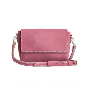 <b>Pink</b> Genuine Leather Crossbody Bag Flap Messenger <b>Purse</b> Adjustable Strap Waterproof Shoulder Handbag for Women - Product Image 1