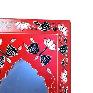 Hand Painted Bohemian Style Rectangular Wood Wall <b>Hanging</b> <b>Mirror</b> Floral Pattern for Living Room Home Decor Housewarming Gift - Product Image 5