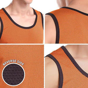 Camiseta sin mangas de punto naranja para hombre, cuello redondo, color sólido, transpirable, estilo deportivo, precio económico - Product Image 6
