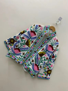Handcrafted Unisex Vibrant Woven Velvet Cotton Bomber <b>Jacket</b> Bohemian Floral Botanical Pattern Zipper Closure <b>Shrug</b> Autumn - Product Image 1