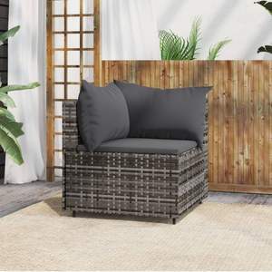 Sofá Esquinero Ajustable para Patio en Ratán PE Gris, Muebles de Exterior Medianos - Product Image 1