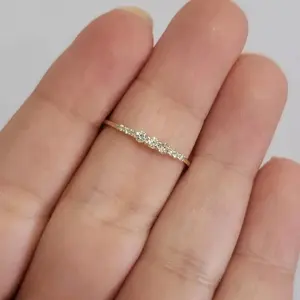 Moissanite Curved Band <b>Ring</b> 925 Sterling <b>Silver</b> Gold Plated <b>Stacking</b> <b>Ring</b> Minimalist Women Jewelry - Product Image 5