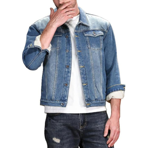 Blouson en jean premium pour homme, délavé vintage, en coton, boutonné, style streetwear décontracté, vêtement d'extérieur, personnalisable OEM ODM, vente en gros - Product Image 1