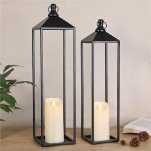 Decorative Black Metal <b>Lantern</b> <b>Candle</b> Vintage Hanging Glass <b>Candle</b> Holder for Wedding Home Garden Decor Bulk Metal <b>Lanterns</b> - Product Image 6