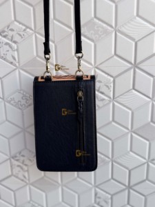 Hand Tooled Carving Leather Phone Purse Sling <b>Bag</b> <b>Small</b> Size Checkered Pattern Handbag For Women Daily Use Shoulder Strap - Product Image 3