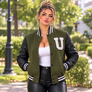 Custom Initial Breathable Woven <b>Varsity</b> <b>Jacket</b> <b>Women</b> Letterman Bomber Personalized Button Unisex Gift - Product Image 3