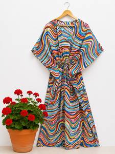Wholesale Handmade Floral Cotton <b>Kaftan</b> Dress Women <b>Beach</b> Cover up Boho Resort Wear Summer Maxi Dress Daily Plus Size - Product Image 1