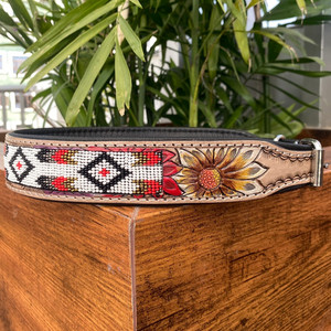 2024 Popular Luxury Designer Custom Hand Tooled Leather Dog Collar Personalized Manufacturer Genuine Cow Leather Pet Dog Collar - Product Image 2