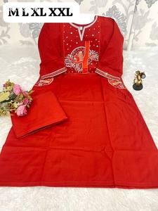 Kurti-Plazzo de Algodón Dhabu de la Mejor Calidad, Bordado, con Bolsillos, Listo para Usar, Colección de Proveedores Indios - Product Image 6