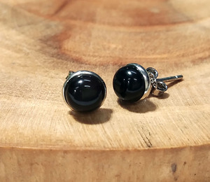Pendientes de Aro de Ónix Negro para Mujer, Piedra Natural, Cabujón, Minimalistas, Plata de Ley 925, Joyería de Moda al por Mayor - Product Image 4