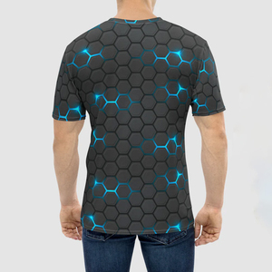 T-shirt à manches courtes pour homme, col rond, motif uni imprimé, 100% polyester, séchage rapide, respirant, style décontracté, coupe classique, logo sur le devant - Product Image 2