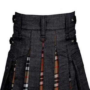 Men's <b>Wool</b> Kilt Solid Black Tartan Lined Hybrid Skirt Regular Fit Adult Size In-Stock - Product Image 6
