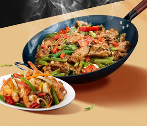 Wok de Hierro Fundido Tipo 32cm con Mango de Madera, Sin Recubrimiento, Fondo Redondo, Capacidad de 18L, Exterior Pulido para Cocina de Gas e Inducción - Product Image 4