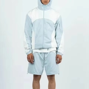 Conjunto de 2 Piezas de Chaqueta Cortavientos con Capucha para Hombre, Estilo Urbano, con Logotipo Personalizado, de Poliéster y Forro Polar, de Secado Rápido y Transpirable, en Oferta - Product Image 2