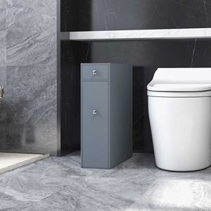 Mobiletto da Bagno Minimalista Grigio Stretto Salvaspazio con Cassetti Organizzatori per Ingresso, Uso Ospedaliero e Porta Carta Igienica - Product Image 6