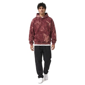 Private Label Men's Acid Wash Hoodie Cotton Fleece <b>Oversized</b> Streetwear <b>Sweatshirt</b> With Custom Embroidery And <b>Vintage</b> Wash - Product Image 3