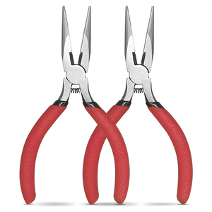 2 Pack Long <b>Needle</b> Nose Jewelry Pliers Precision Chain Nose Wire Bending Tool Set with Red Rubber Grips for Crafting - Product Image 1