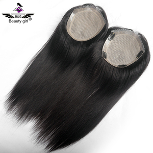 Alopecia supporto naturale europeo capelli umani pelle intorno con Clip in mano legata in seta Topper Topper in seta Top toupet per le donne bianche - Product Image 4