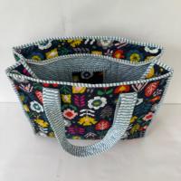 Tas Tote Wanita Berbahan Katun Motif Bunga Multiwarna, Ringan, Kapasitas Besar, Anti Air, Dilengkapi Ritsleting, Model Quilted, Dapat Digunakan Sebagai Tas Selempang/Tangan